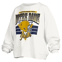 Sweat-shirt surdimensionné avec logo rétro Janice de Notre Dame Fighting Irish pour femme Pressbox blanc