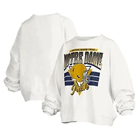 Sweat-shirt surdimensionné avec logo rétro Janice de Notre Dame Fighting Irish pour femme Pressbox blanc