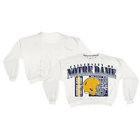 Sweat-shirt rétro surdimensionné Janice blanc pour femme, modèle Pressbox, motif Fighting Irish de Notre Dame, longueur taille
