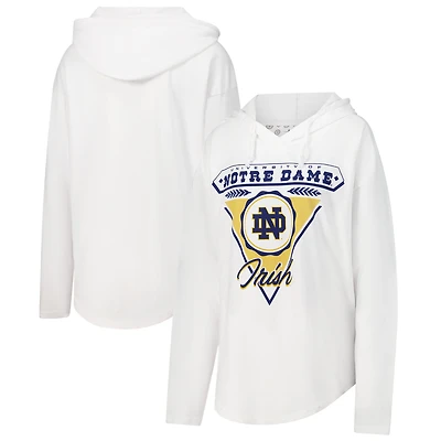Pressbox Blanc Notre Dame Fighting Irish San Bruno Sweat à capuche T-shirt manches longues pour femme