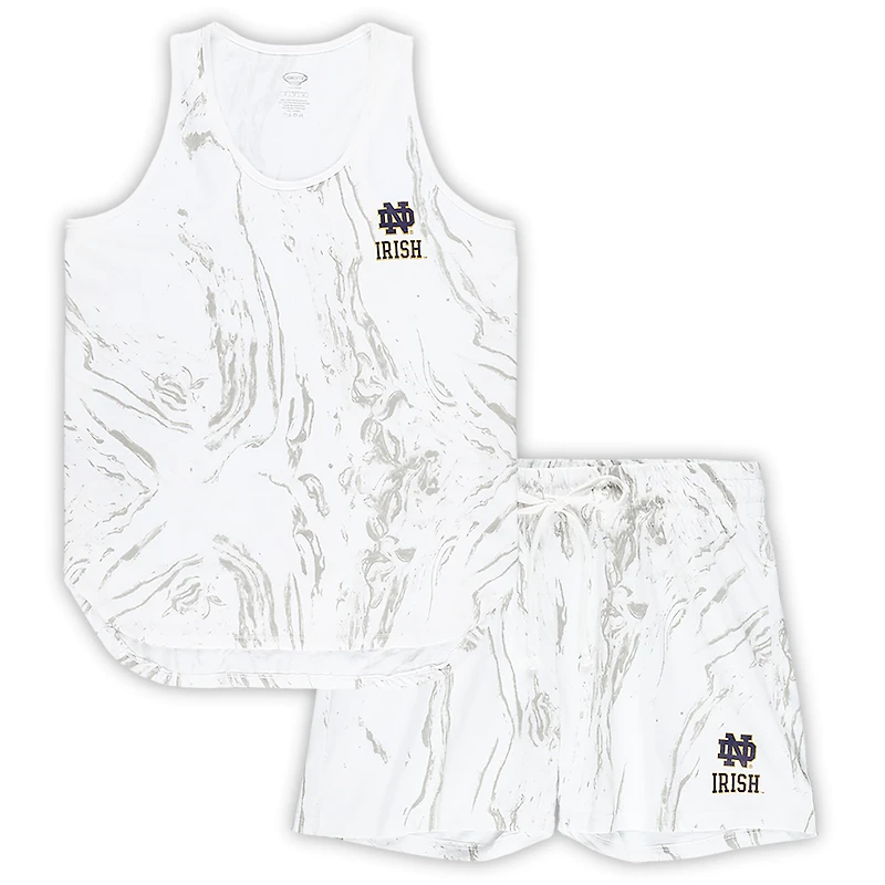 Profil pour femme - Ensemble débardeur et short en marbre blanc Notre Dame Fighting Irish grande taille
