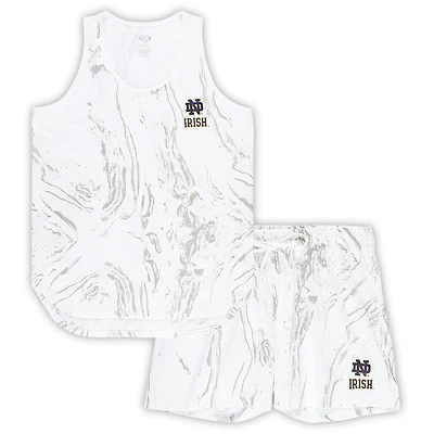 Profil pour femme - Ensemble débardeur et short en marbre blanc Notre Dame Fighting Irish grande taille