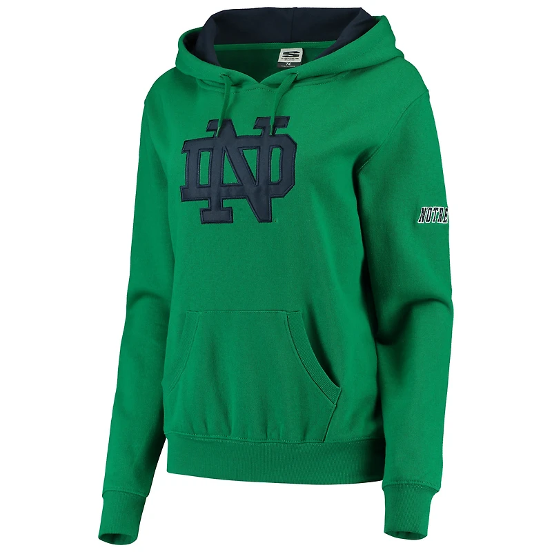 Women's Stadium Athletic Kelly Green Notre Dame Fighting Irish Big Logo Pullover Hoodie