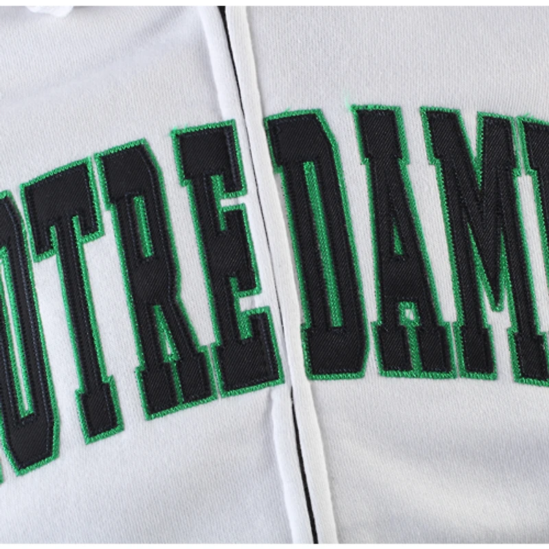 Sweat à capuche zippé intégral Notre Dame Fighting Irish Arched Name Stadium Athletic pour femme, blanc