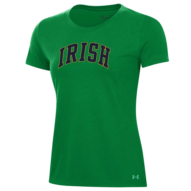 T-shirt Under Armour vert Fighting Irish Essentials 2-Hit Performance pour femme
