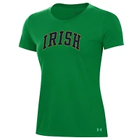 T-shirt Under Armour vert Fighting Irish Essentials 2-Hit Performance pour femme