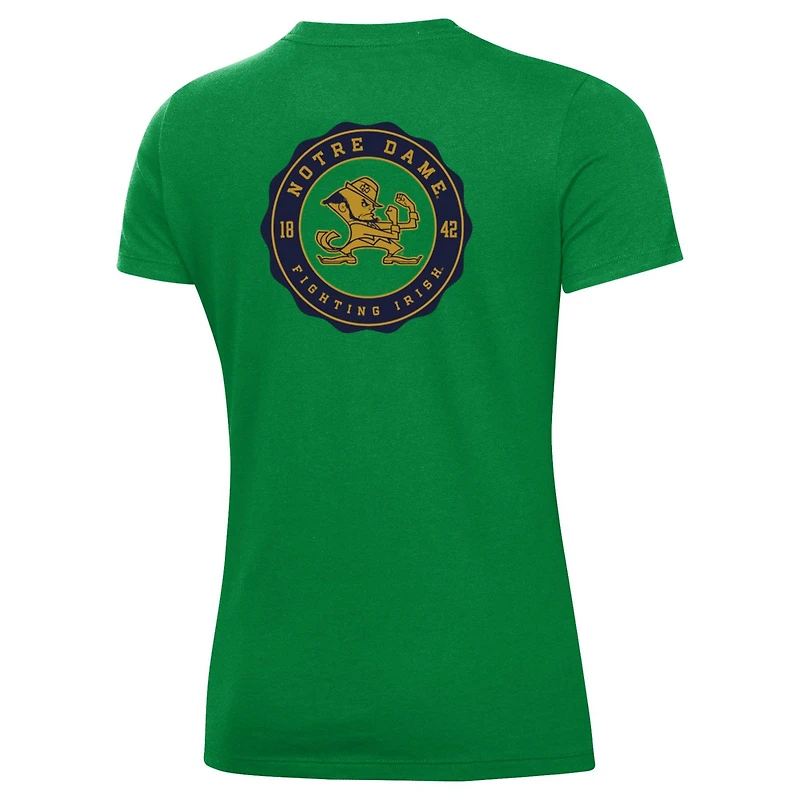 T-shirt Under Armour vert Fighting Irish Essentials 2-Hit Performance pour femme
