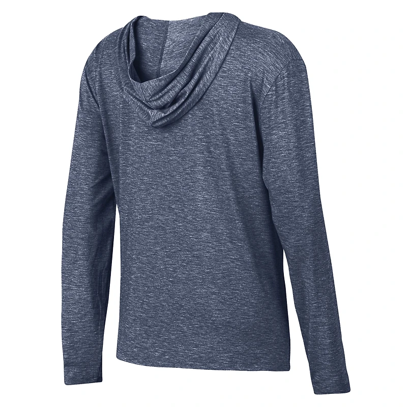 Women's Under Armour Heather Navy Notre Dame Fighting Irish Tri-Blend Breezy Long Sleeve Hoodie T-Shirt