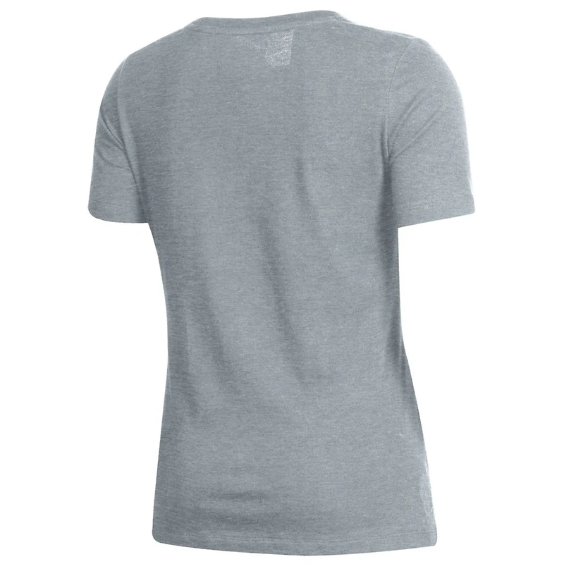 Women's Under Armour Heathered Gray Notre Dame Fighting Irish Logo Performance V-Neck T-Shirt