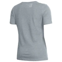 Women's Under Armour Heathered Gray Notre Dame Fighting Irish Logo Performance V-Neck T-Shirt