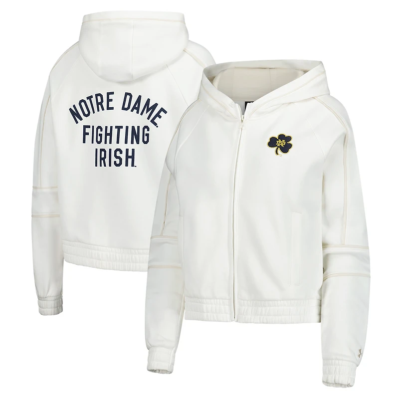 Women's Under Armour Natural Notre Dame Fighting Irish Gameday Rival Fleece Full-Zip Cropped Hoodie