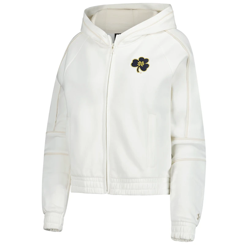 Women's Under Armour Natural Notre Dame Fighting Irish Gameday Rival Fleece Full-Zip Cropped Hoodie