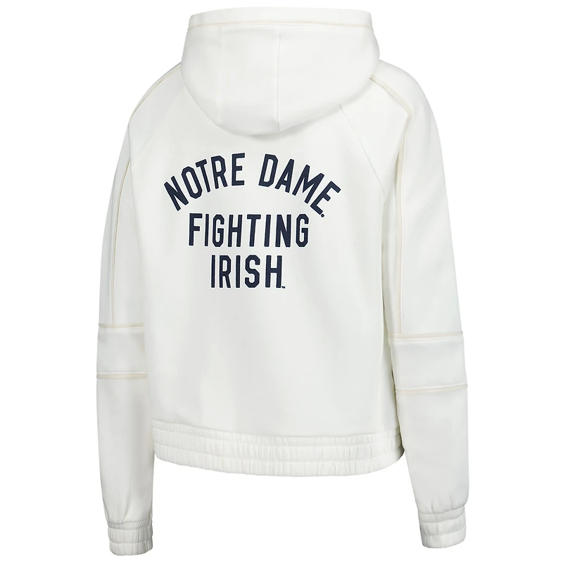 Women's Under Armour Natural Notre Dame Fighting Irish Gameday Rival Fleece Full-Zip Cropped Hoodie
