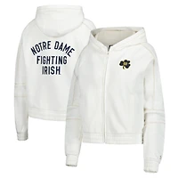 Women's Under Armour Natural Notre Dame Fighting Irish Gameday Rival Fleece Full-Zip Cropped Hoodie