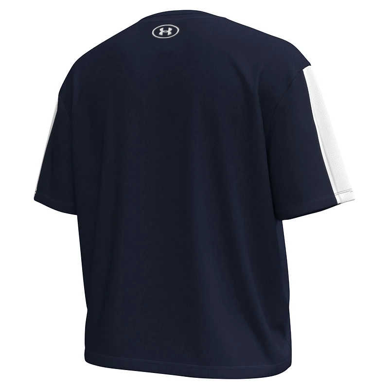 Under Armour pour femme Bleu marine Notre Dame Fighting Irish Challenger Taille Longueur Boxy T-shirt surdimensionné