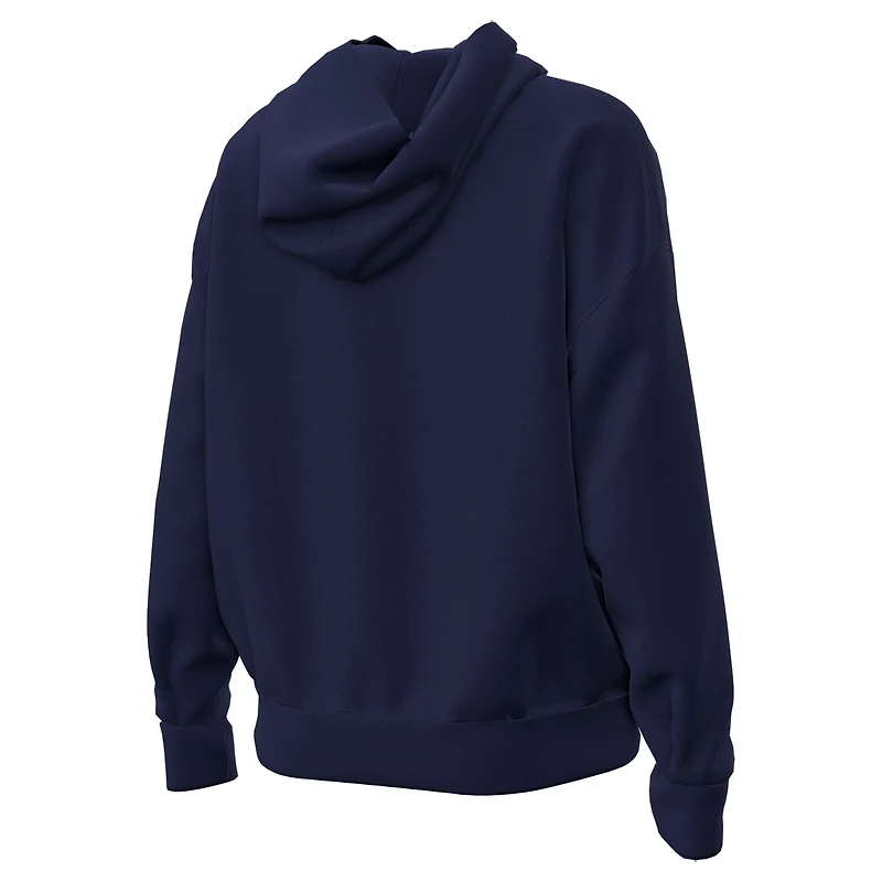Sweat à capuche en polaire Under Armour blanc pour femme, motif lutin, logo Notre Dame Fighting Irish Football.