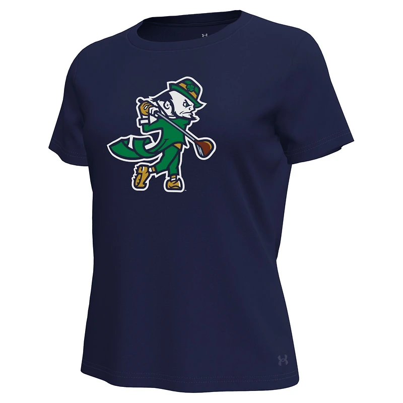 Women's Under Armour Navy Notre Dame Fighting Irish Golfing Leprechaun Tech Stretch T-Shirt