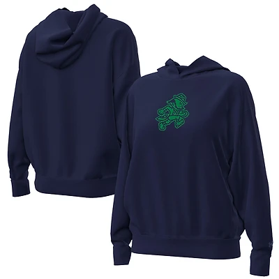 Sweat à capuche en polaire Under Armour bleu marine Notre Dame Fighting Irish Leprechaun Icon pour femme