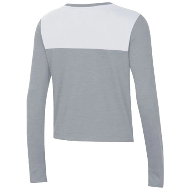 T-shirt court à manches longues Notre Dame Fighting Irish Vault blanc/gris Under Armour pour femme