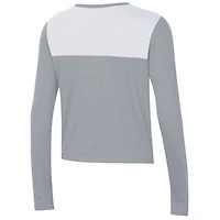 T-shirt court à manches longues Notre Dame Fighting Irish Vault blanc/gris Under Armour pour femme