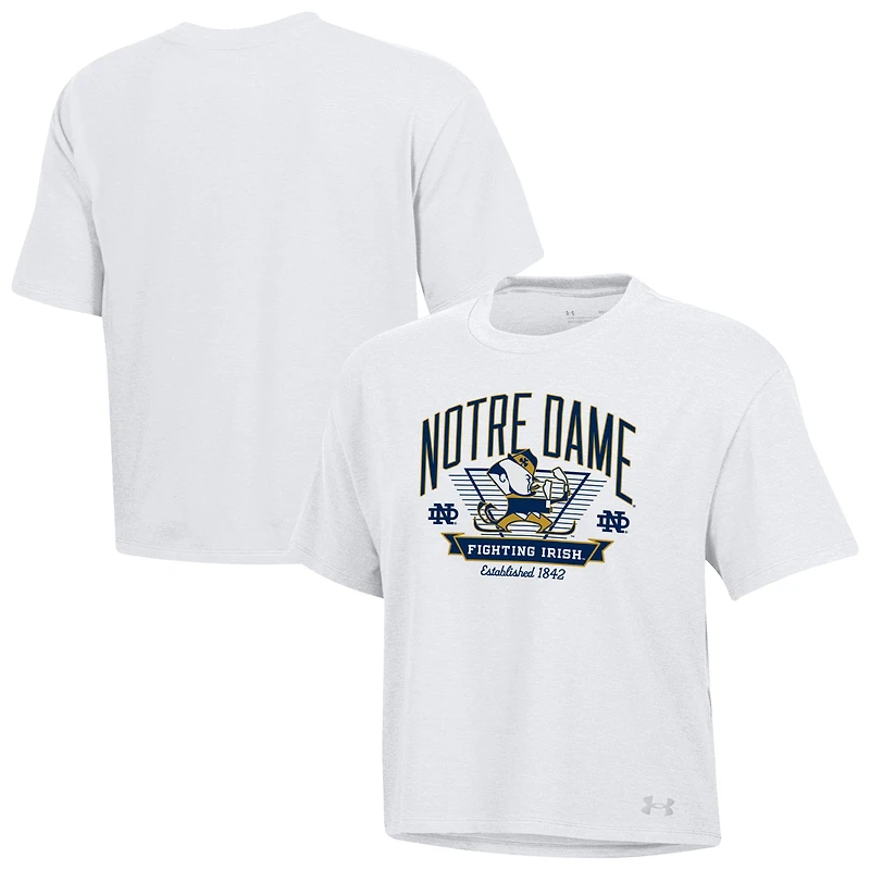 T-shirt court et ultra-doux Under Armour blanc Notre Dame Fighting Irish Essentials Icon pour femme