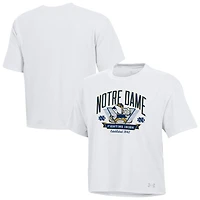 Women's Under Armour White Notre Dame Fighting Irish Essentials Icon Ultra-Soft Tri-Blend Boxy Cropped T-Shirt