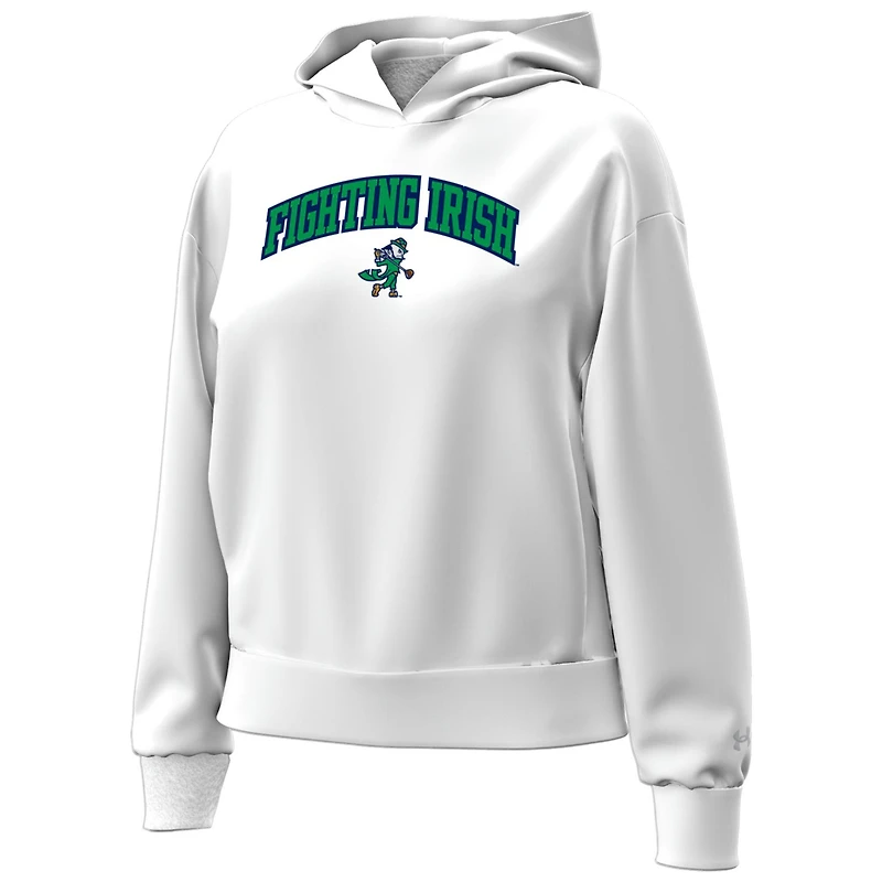 Women's Under Armour White Notre Dame Fighting Irish Golfing Leprechaun Icon Fleece Hoodie