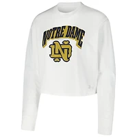 T-shirt court à manches longues blanc Under Armour Notre Dame Fighting Irish Inline All Day Tri-Blend pour femme