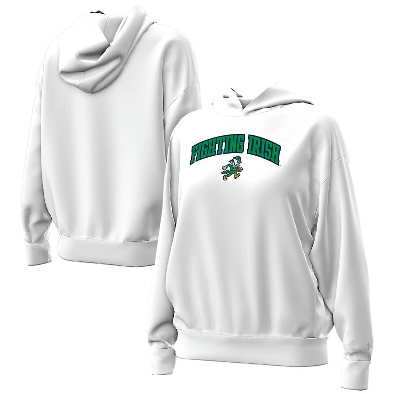 Women's Under Armour White Notre Dame Fighting Irish Leprechaun Icon Fleece Pullover Hoodie