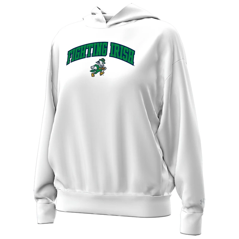 Sweat à capuche en polaire blanc Under Armour pour femme, motif Leprechaun Icon, Notre Dame Fighting Irish