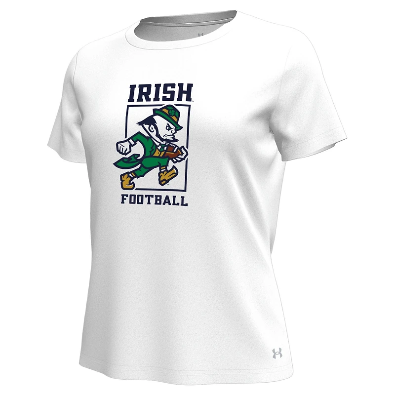 Women's Under Armour White Notre Dame Fighting Irish Leprechaun Tech Stretch T-Shirt