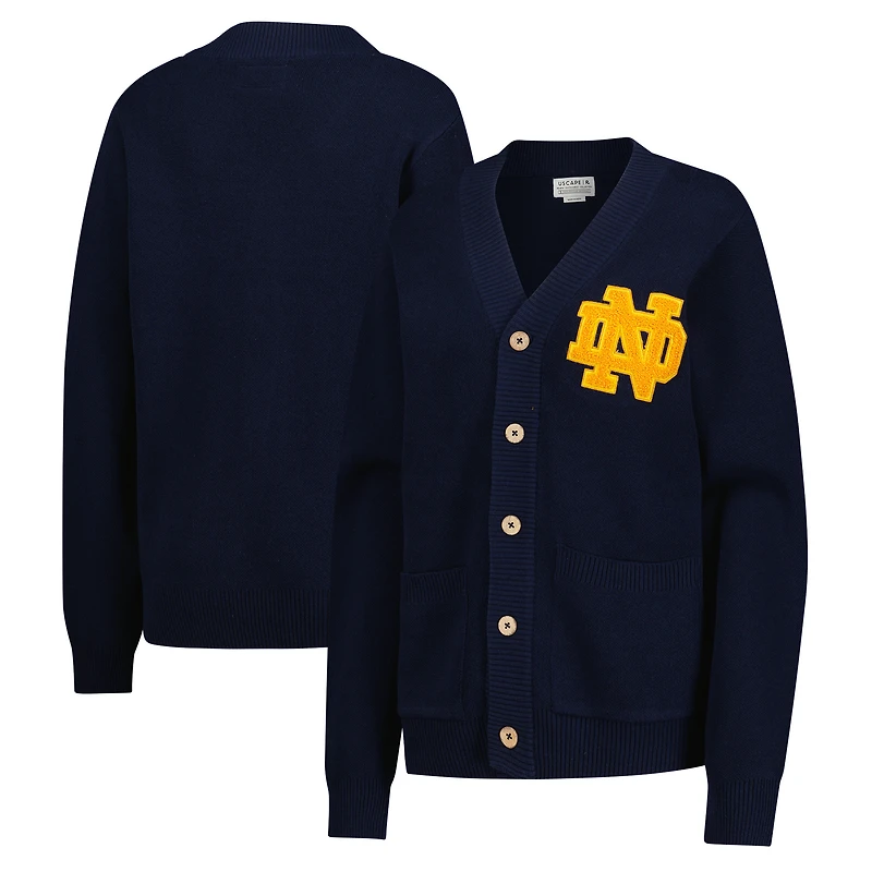 Cardigan bleu marine à patch chenille Notre Dame Fighting Irish pour femme de Uscape Apparel
