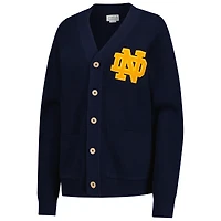 Cardigan bleu marine à patch chenille Notre Dame Fighting Irish pour femme de Uscape Apparel