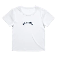 T-shirt court côtelé blanc Uscape Apparel pour femme, broderie à l'envers Notre Dame Fighting Irish