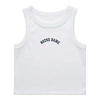 Women's Uscape Apparel White Notre Dame Fighting Irish Upside Down Embroidery Ribbed Cropped Tank Top