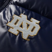Gilet matelassé court sans manches à fermeture éclair intégrale ZooZatz bleu marine pour femme, motif Fighting Irish de Notre Dame
