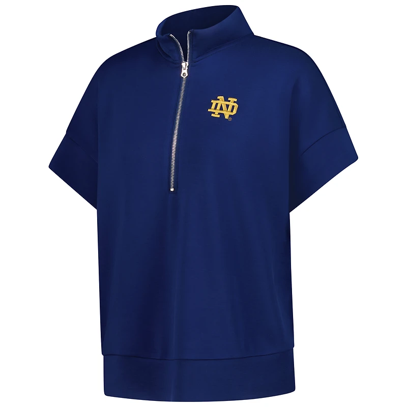 Haut fluide ZooZatz bleu marine Notre Dame Fighting Irish pour femme, à trois mélanges et fermeture éclair quart de tour