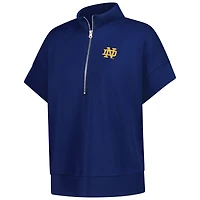 Haut fluide ZooZatz bleu marine Notre Dame Fighting Irish pour femme, à trois mélanges et fermeture éclair quart de tour