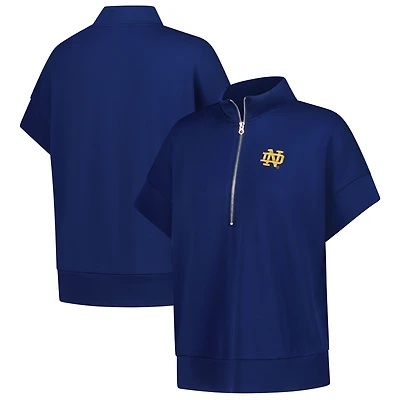 Haut fluide ZooZatz bleu marine Notre Dame Fighting Irish pour femme, à trois mélanges et fermeture éclair quart de tour