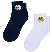 Lot de deux paires de chaussettes mi-longues ZooZatz blanches/bleu marine Notre Dame Fighting Irish pour femmes