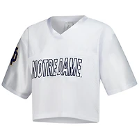 Women's ZooZatz White Notre Dame Fighting Irish Mesh Cropped V-Neck T-Shirt