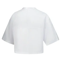 T-shirt court à col en V maille blanche ZooZatz pour femme, motif Fighting Irish de Notre Dame