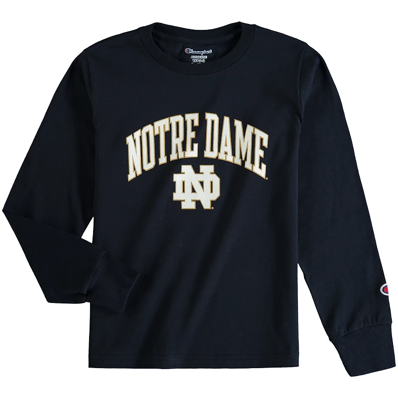 Champion bleu marine Notre Dame Fighting Irish Arch Logo T-shirt à manches longues pour jeunes