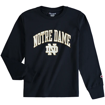 Champion bleu marine Notre Dame Fighting Irish Arch Logo T-shirt à manches longues pour jeunes