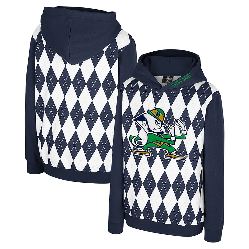 Sweat à capuche enfiler Dealio du Youth Colosseum Navy Notre Dame Fighting Irish Argyle