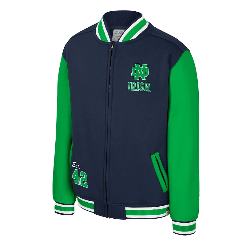 Veste aviateur zippée complète du Grand Tour des Fighting Irish de Notre Dame, bleu marine, pour jeunes Colisée
