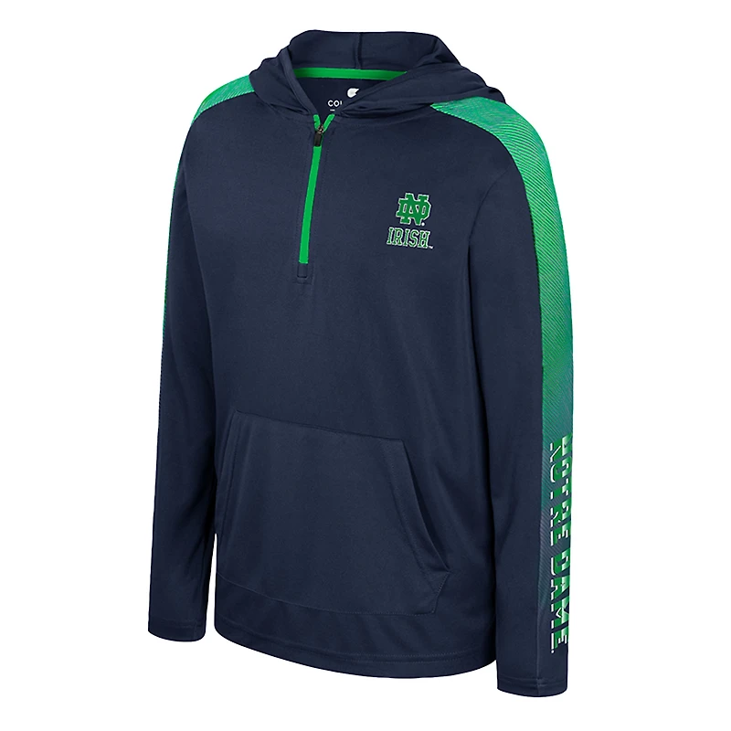 Youth Colosseum Navy Notre Dame Fighting Irish Lumen Long Sleeve Quarter-Zip Hooded Windshirt