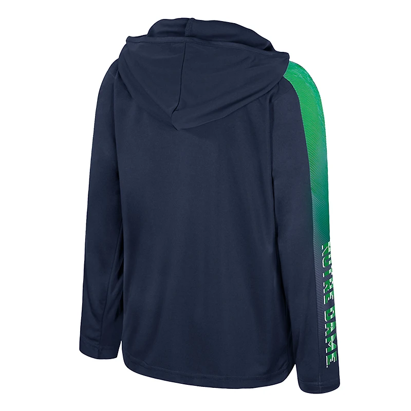 Youth Colosseum Navy Notre Dame Fighting Irish Lumen Long Sleeve Quarter-Zip Hooded Windshirt