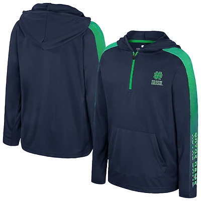 Youth Colosseum Navy Notre Dame Fighting Irish Lumen Long Sleeve Quarter-Zip Hooded Windshirt