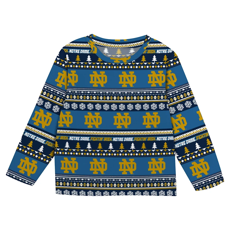 Youth Outerstuff Navy Notre Dame Fighting Irish Ugly Sweater Pajama Set
